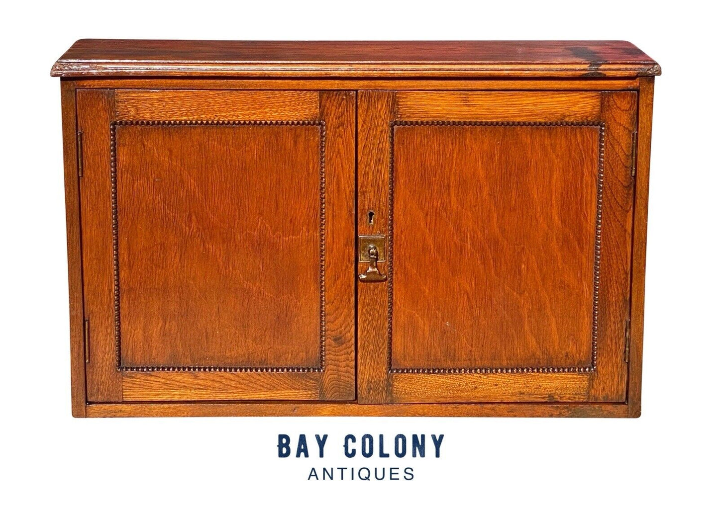 19th C Antique Victorian Oak Hanging Wall Cabinet / Cupboard