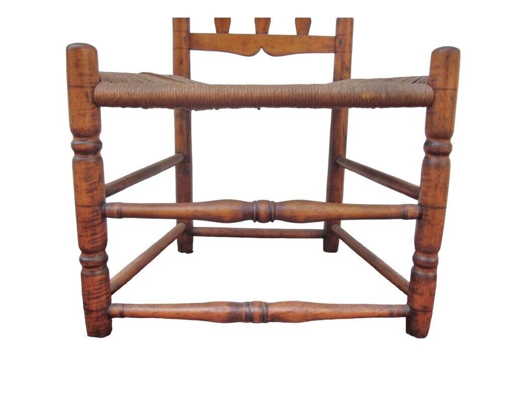 Early 18th Century William & Mary Period Triple Bannister Back Maple Side Chair