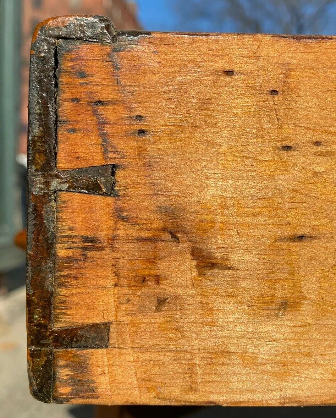19TH C ANTIQUE COUNTRY PRIMITIVE PUMPKIN PINE 1 DRAWER TAVERN / TAP TABLE
