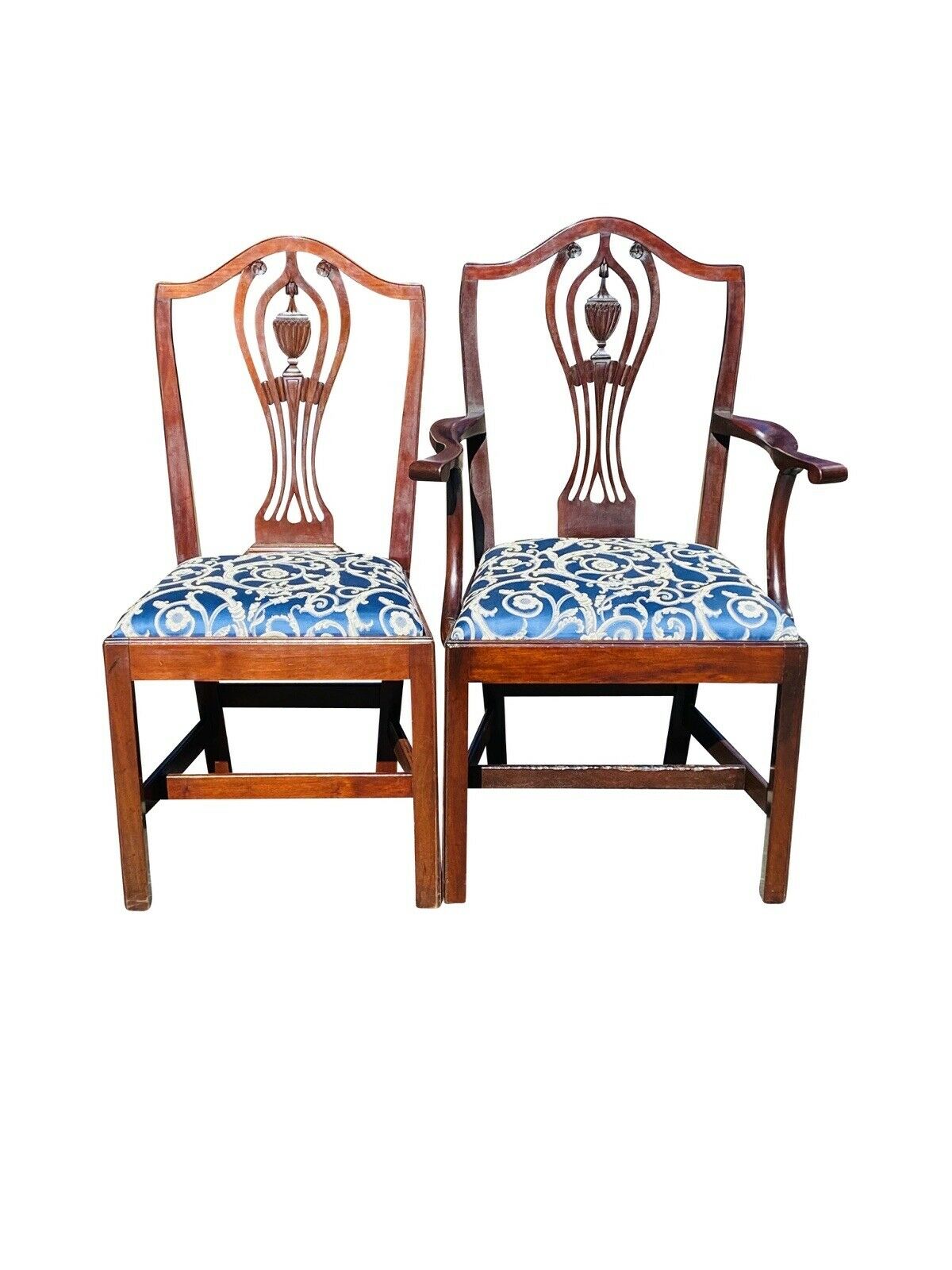 20TH C CHIPPENDALE ANTIQUE STYLE SET OF 8 CHERRY DINING CHAIRS