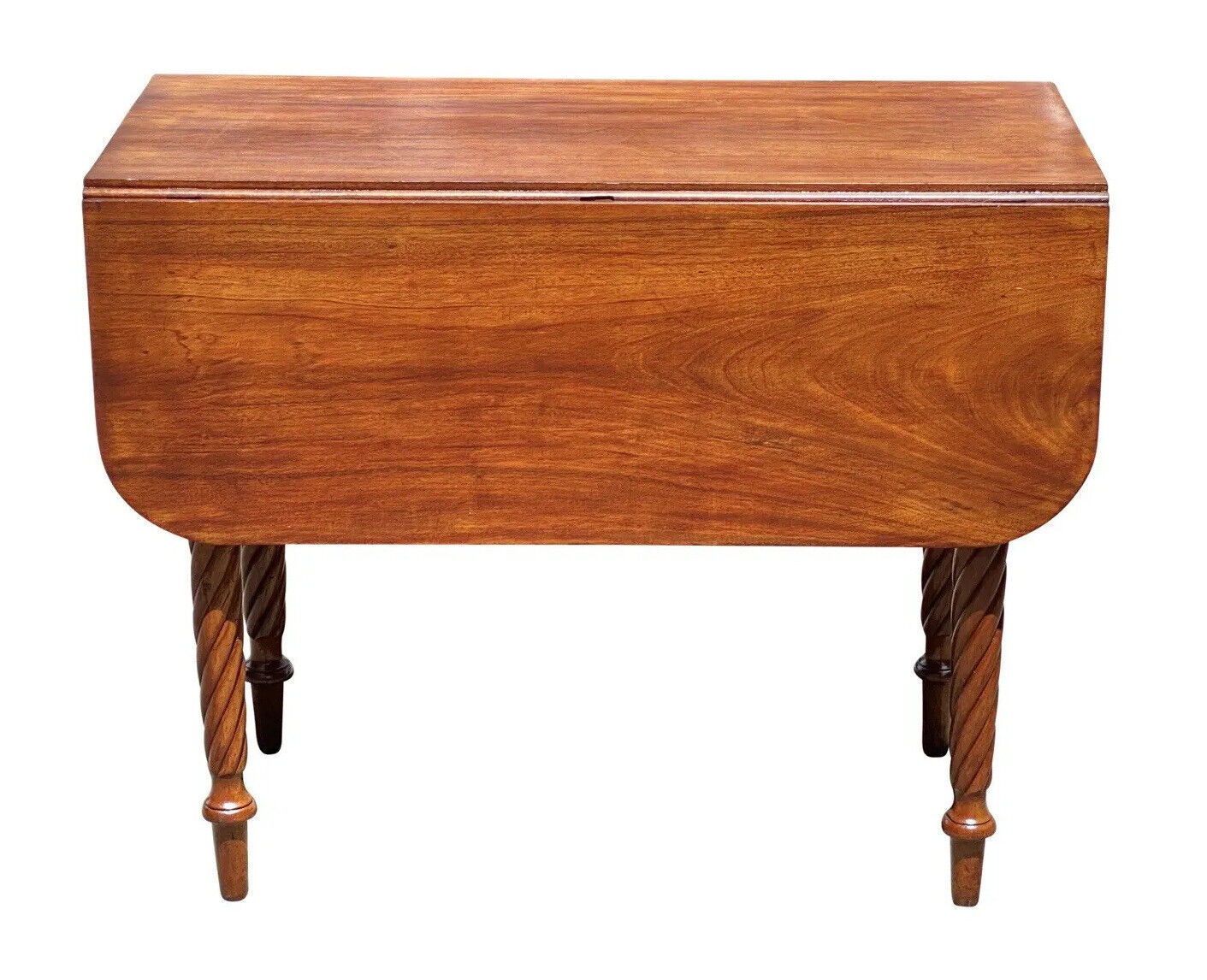 Antique Sheraton Mahogany Drop Leaf Dining Table with Rope Carved Legs