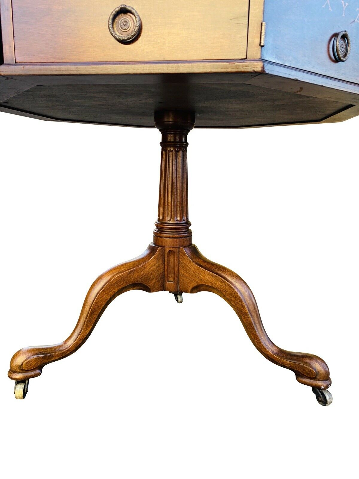 20TH C ANTIQUE STYLE OCTAGONAL MAHOGANY WRITING TABLE ~ JEFFERSON MONTICELLO