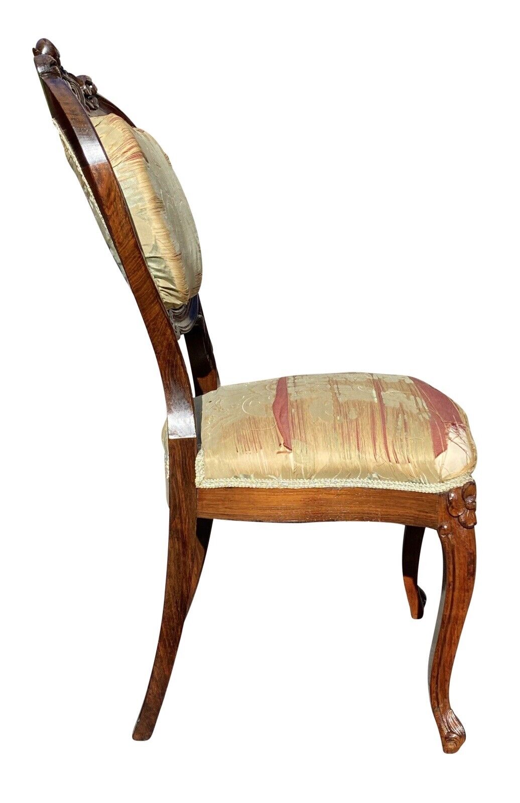 19th C Antique Rococo Carved Rosewood Parlor Chair