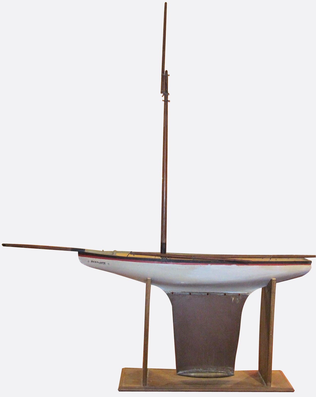 MONUMENTAL 53" ANTIQUE POND BOAT WITH COPPER KEEL & CRADLE