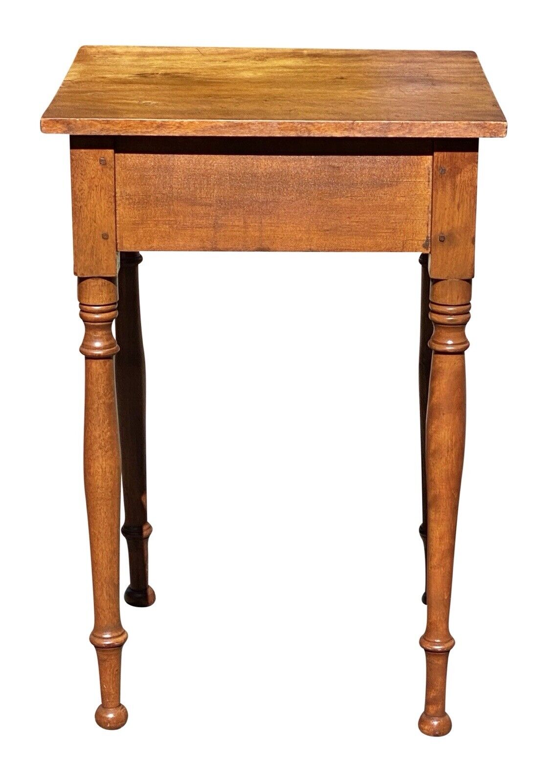 19th C Antique Sheraton New Hampshire Flame Birch Worktable / Nightstand