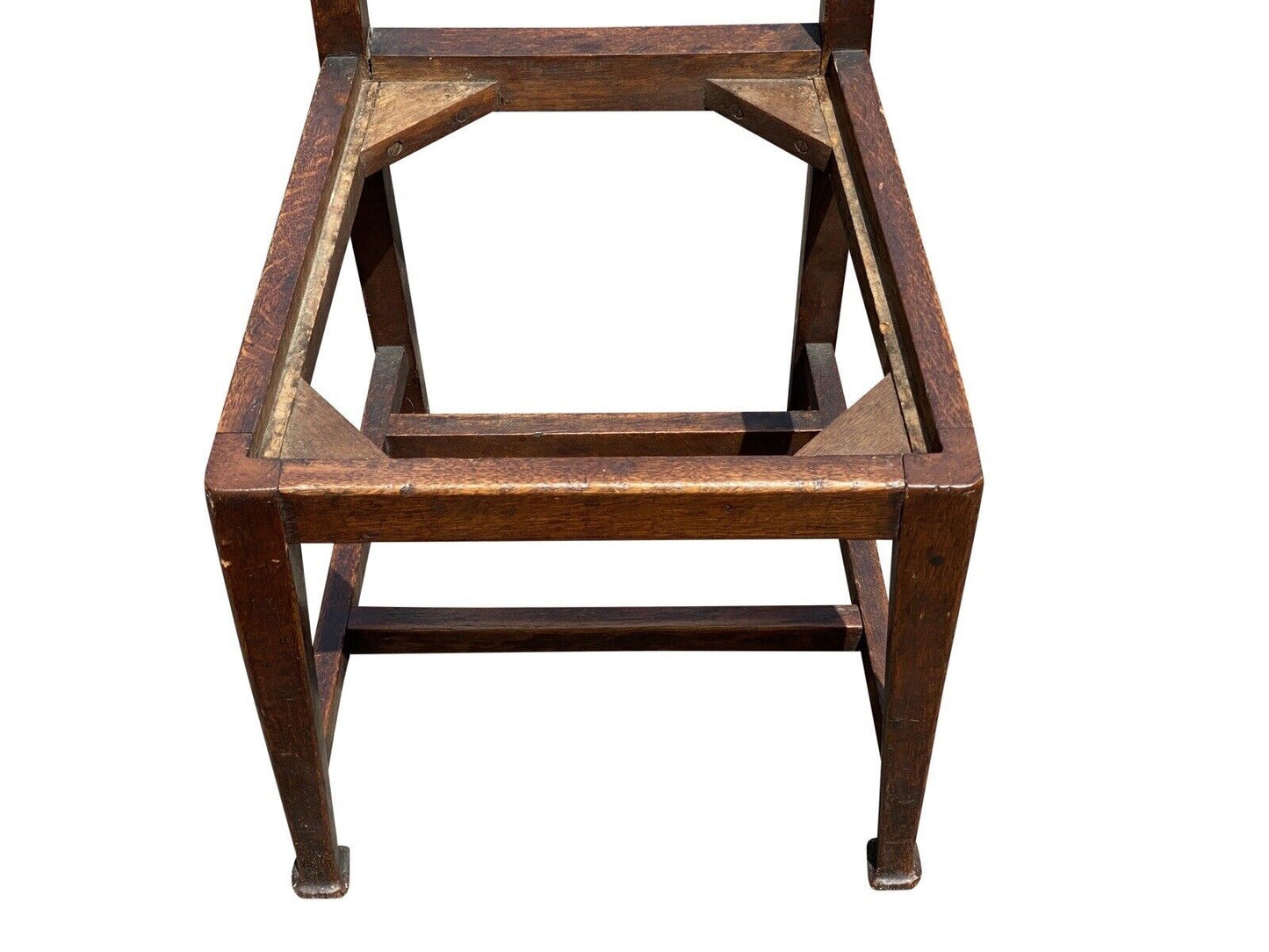 Set of Six Arts & Crafts Mission Oak Dining Chairs With Tulip Inlaid Crest Rails