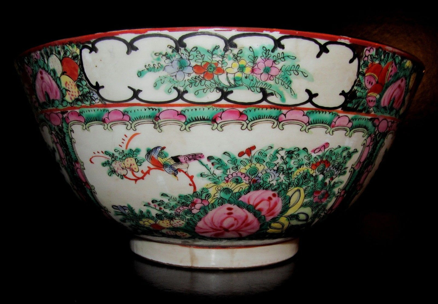 ELEGANT 19TH CENTURY ROSE MEDALLION 12" BOWL