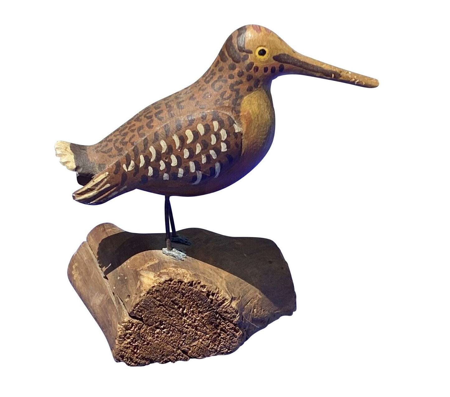 Vintage Carved & Painted Miniature Woodcock Decoy - Bar Harbor Maine Shorebird