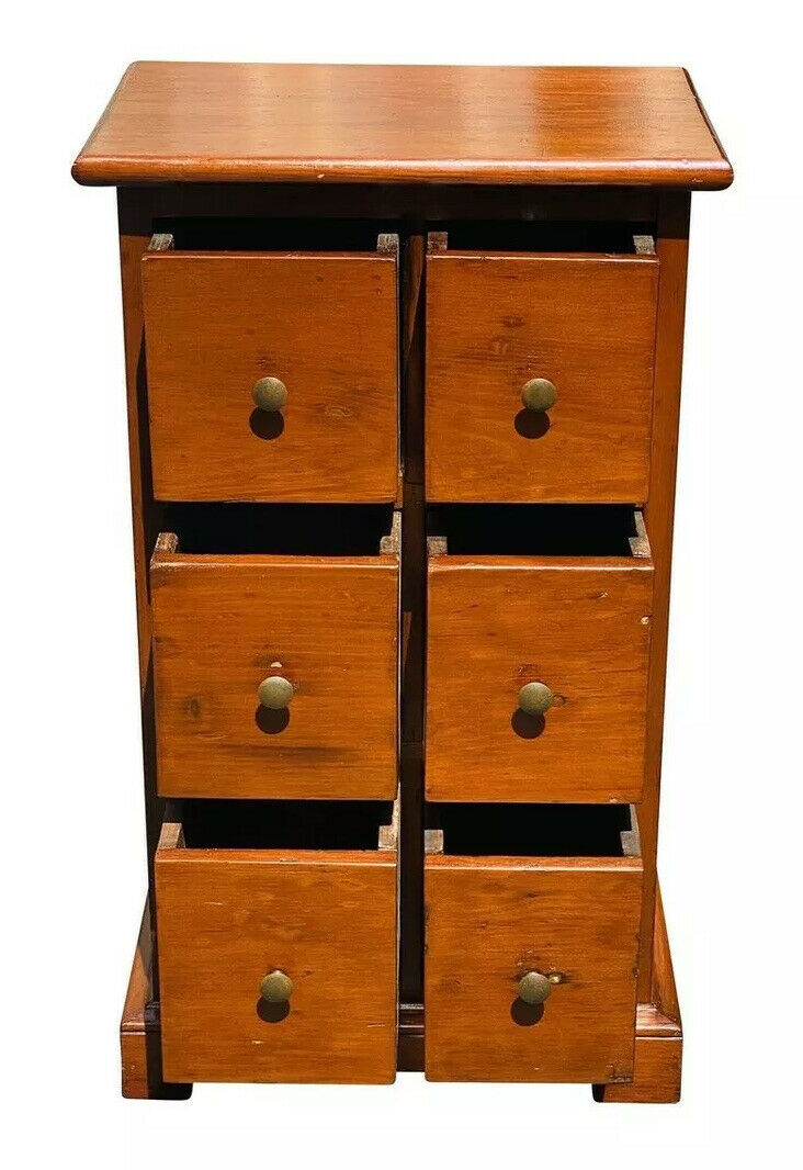 19TH C ANTIQUE QUEEN ANNE PENNSYLVANIA 6 DRAWER SPICE CHEST / CABINET