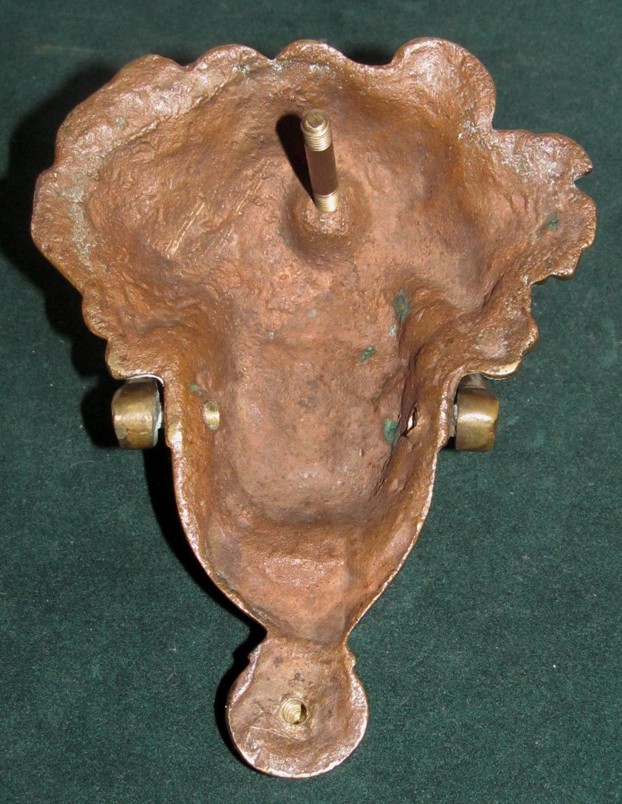 LARGE BRASS FIGURAL ANTIQUE DOOR KNOCKER-MYTHICAL FIGURE HEAD