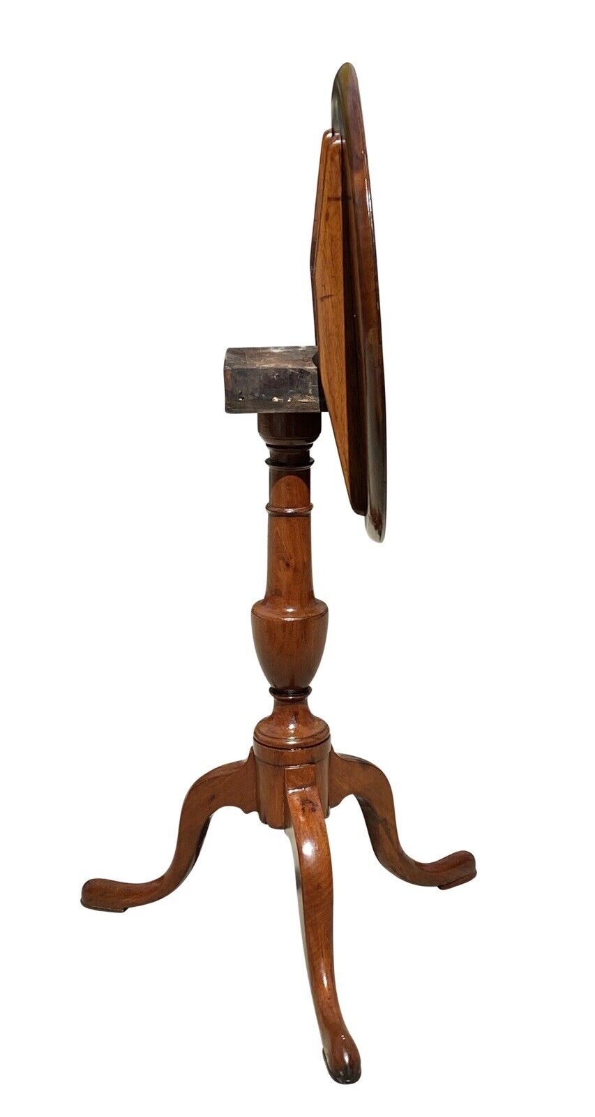 18th C Antique Queen Anne Mahogany Dish Top Kettle Stand - Tilt Top Tea Table
