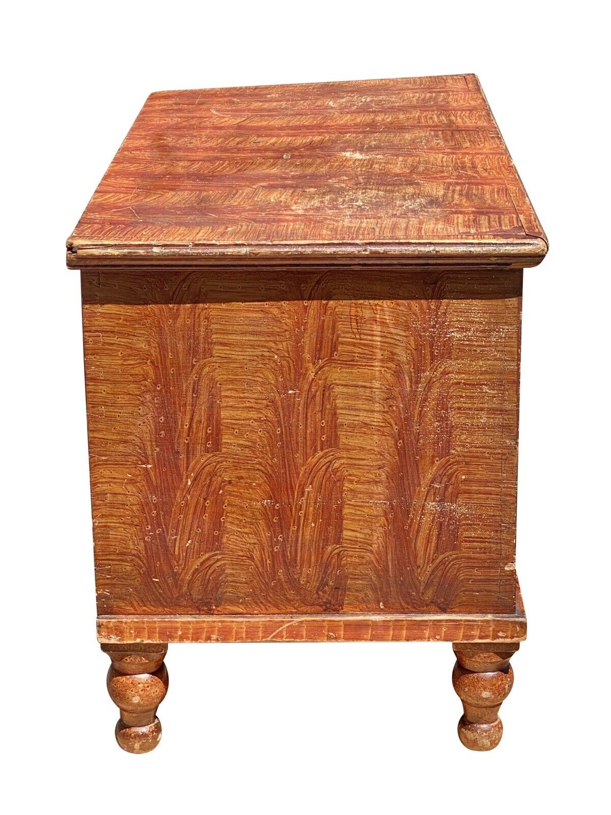 19th C Antique Pennsylvania Federal Period Grain Painted Blanket Chest