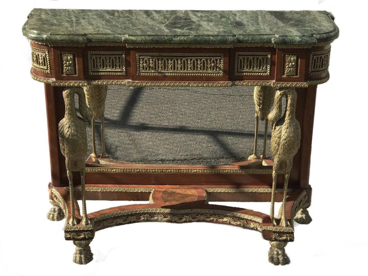 ANTIQUE FRENCH EMPIRE / NAPOLEON III STYLE MARBLE TOP CONSOLE / ENTRY TABLE