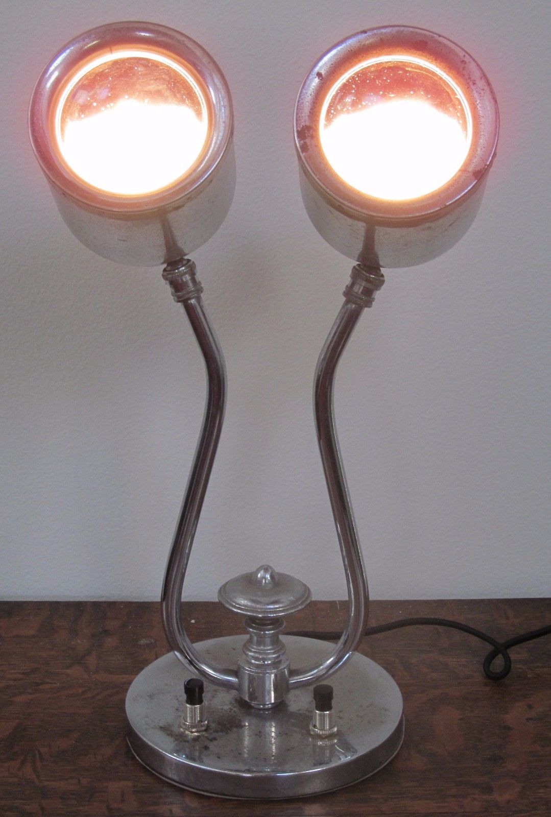 1950'S MODERN CHROME DOUBLE HEAD PHYSICIAN'S LAMP