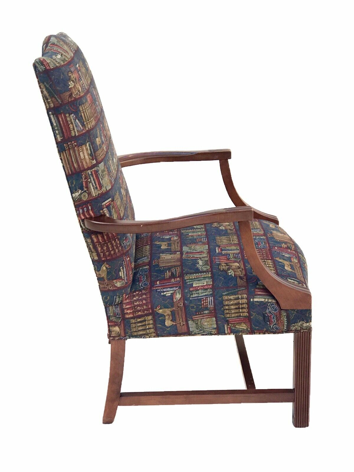 20TH C CHIPPENDALE ANTIQUE STYLE LIBRARY ARM CHAIR / LOLLING CHAIR