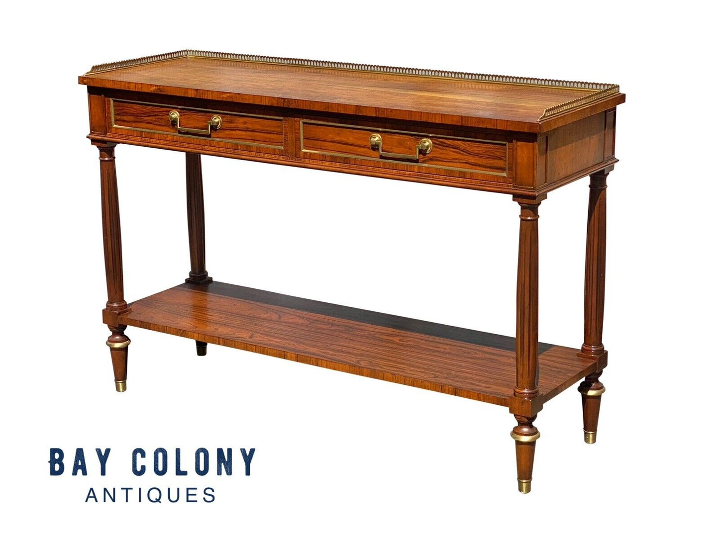 Vintage Rosewood French Directoire Style Console Table by Baker - Brass Gallery
