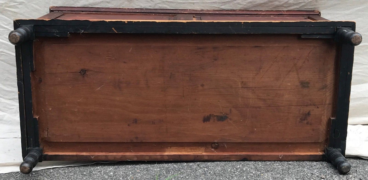 EARLY 19TH C. FEDERAL PERIOD PINE BLANKET BOX W/ DOUBLE PANELED FRONT & TILL