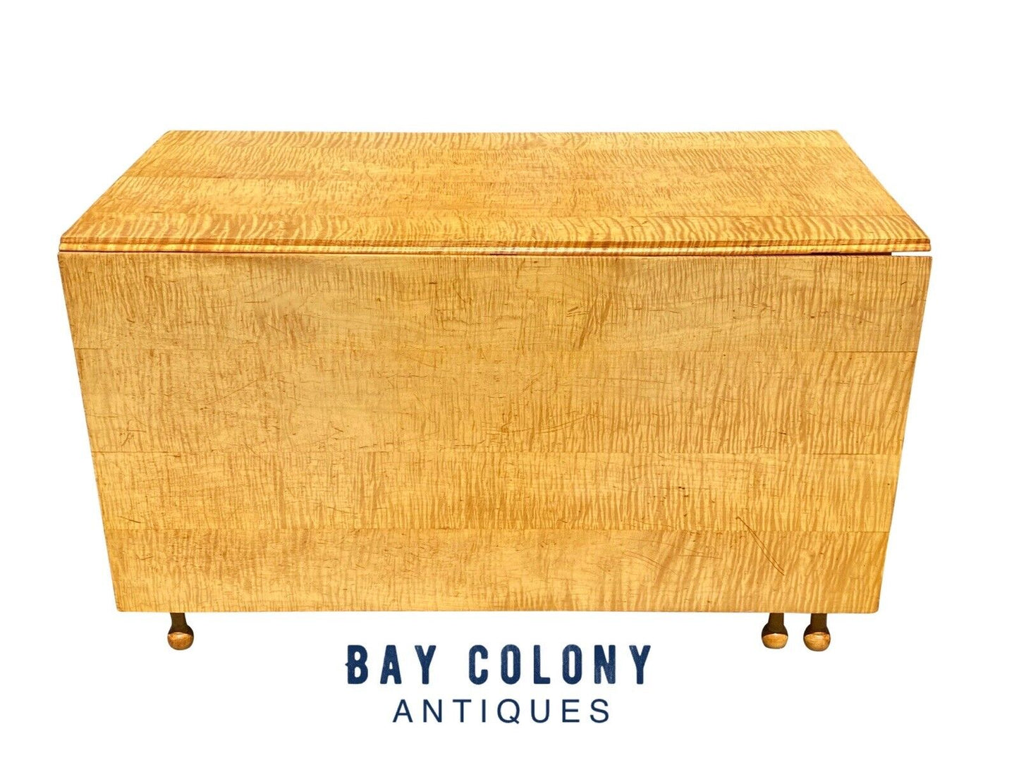 Federal Style Tiger Maple Gateleg Dining Table With Bold Grain and Large Drawer