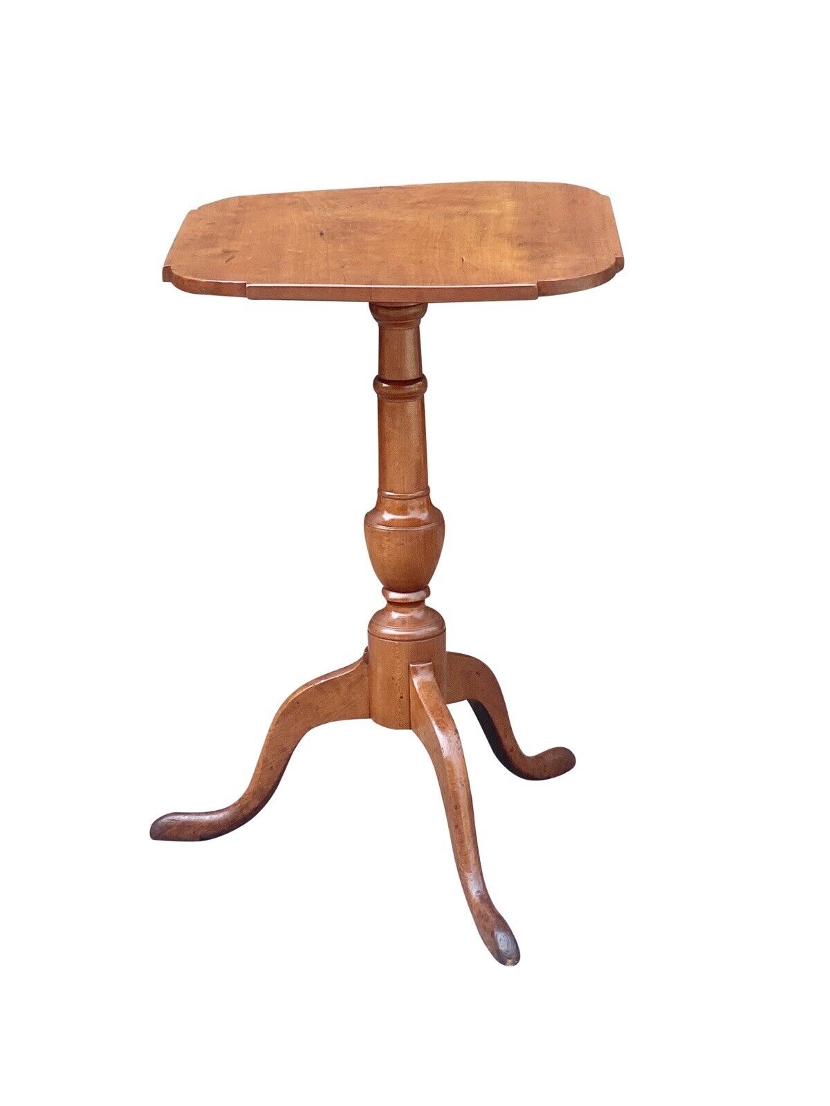 Antique Queen Anne Cherry Candlestand With Ovolo Top & Snake Legs