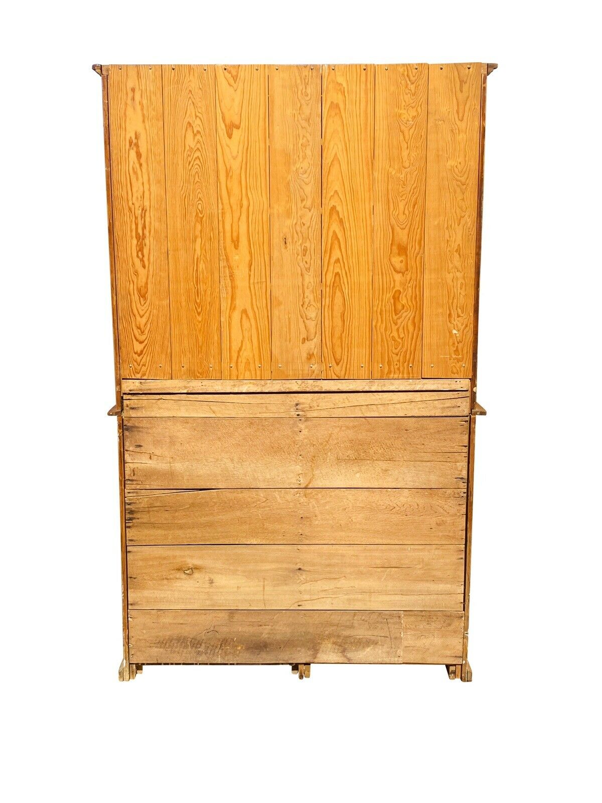 19TH C COUNTRY PRIMITIVE ANTIQUE SHAKER MAPLE CABINET / STEP BACK CUPBOARD HUTCH