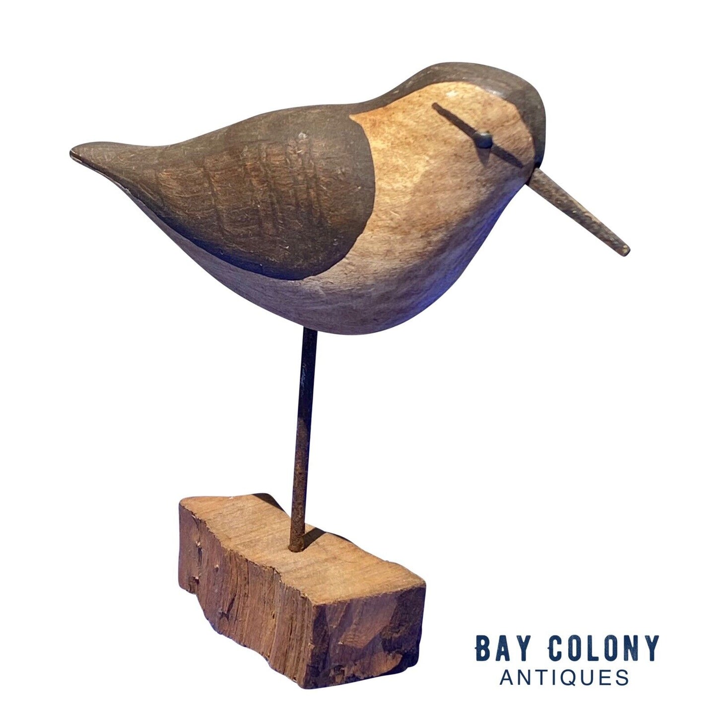 20th C Vintage Carved & Painted Shorebird - William Kirkpatrick Sandpiper Decoy