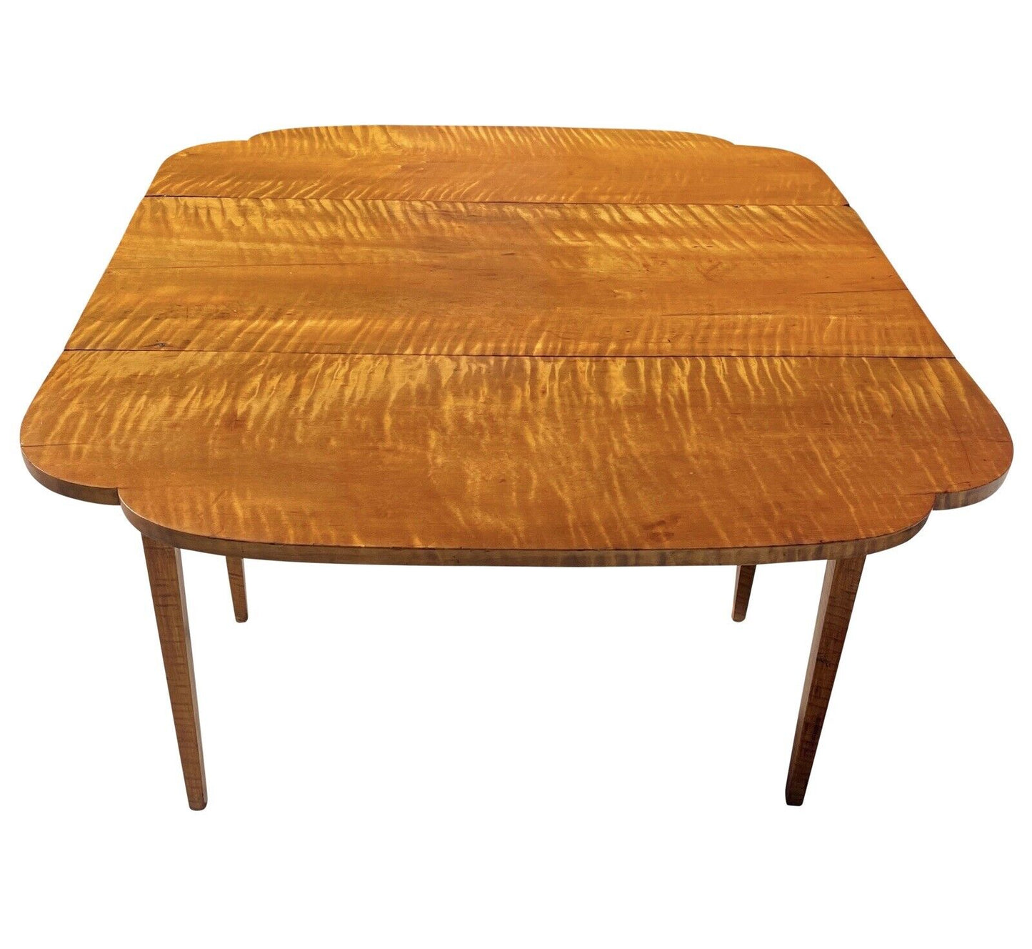 Antique Federal Period Hepplewhite Tiger Maple Drop Leaf Table With Ovolo Top