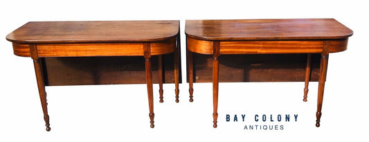 19TH C ANTIQUE SHERATON PERIOD DROP LEAF BANQUET / DINING TABLE