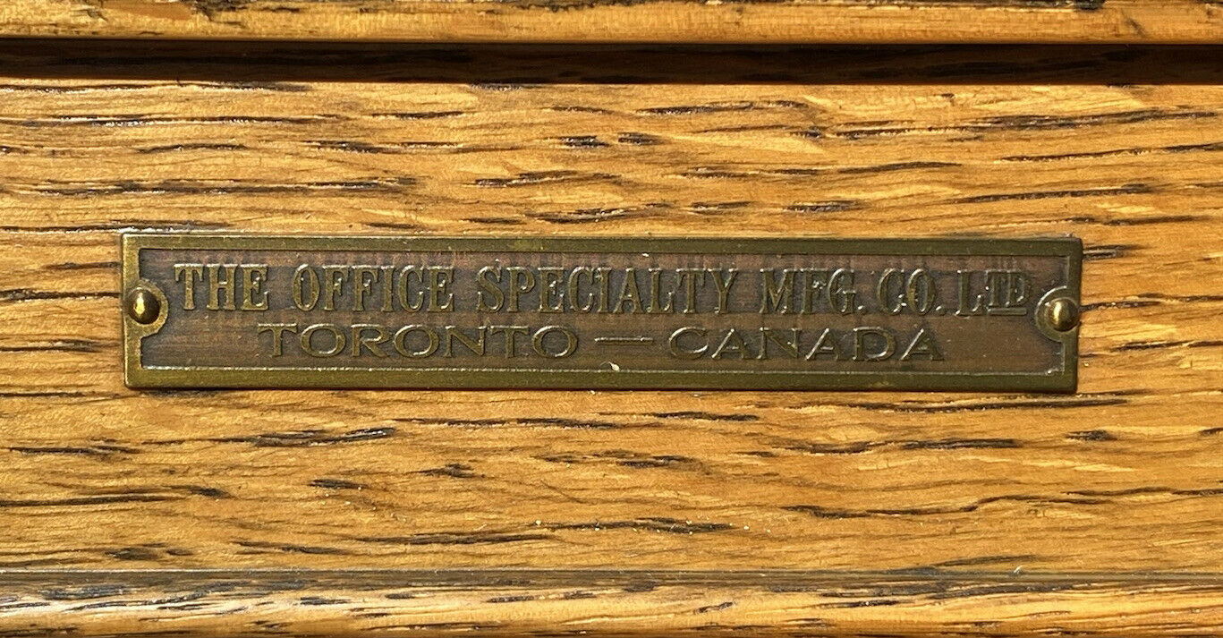 20TH C ANTIQUE ARTS & CRAFTS TIGER OAK FILE CABINET ~ OFFICE SPECIALTY MFG CO