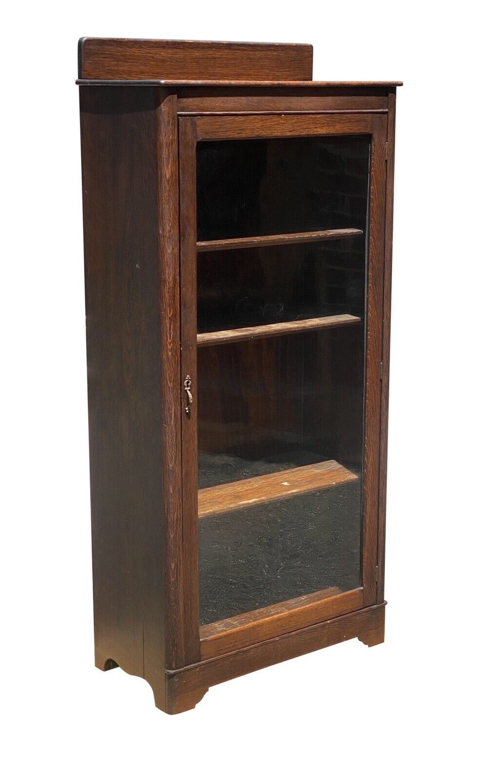 Antique Arts & Crafts Tiger Oak Single Door Bookcase / China Cabinet