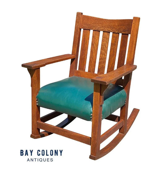 20th C Antique Arts & Crafts Gustav Stickley Craftsman Rocker / Rocking Chair