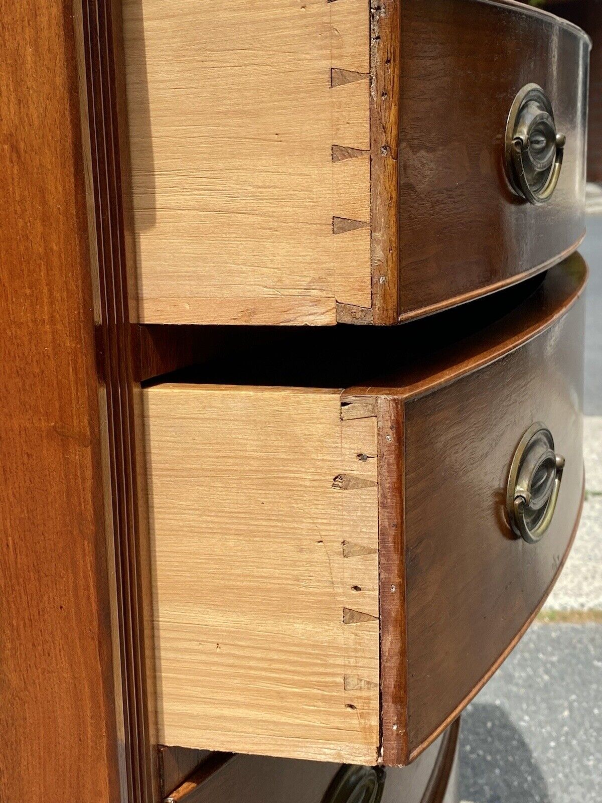 18th Century Antique Sheraton Cherry Bowfront Chest of Drawers / Dresser