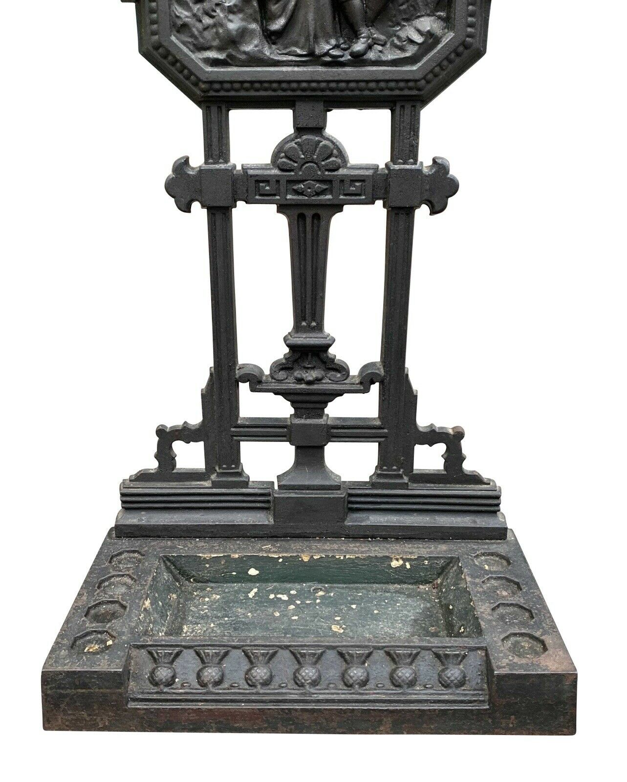 19th C Antique Victorian Cast Iron Umbrella Stand ~ Robert Burns & Highland Mary