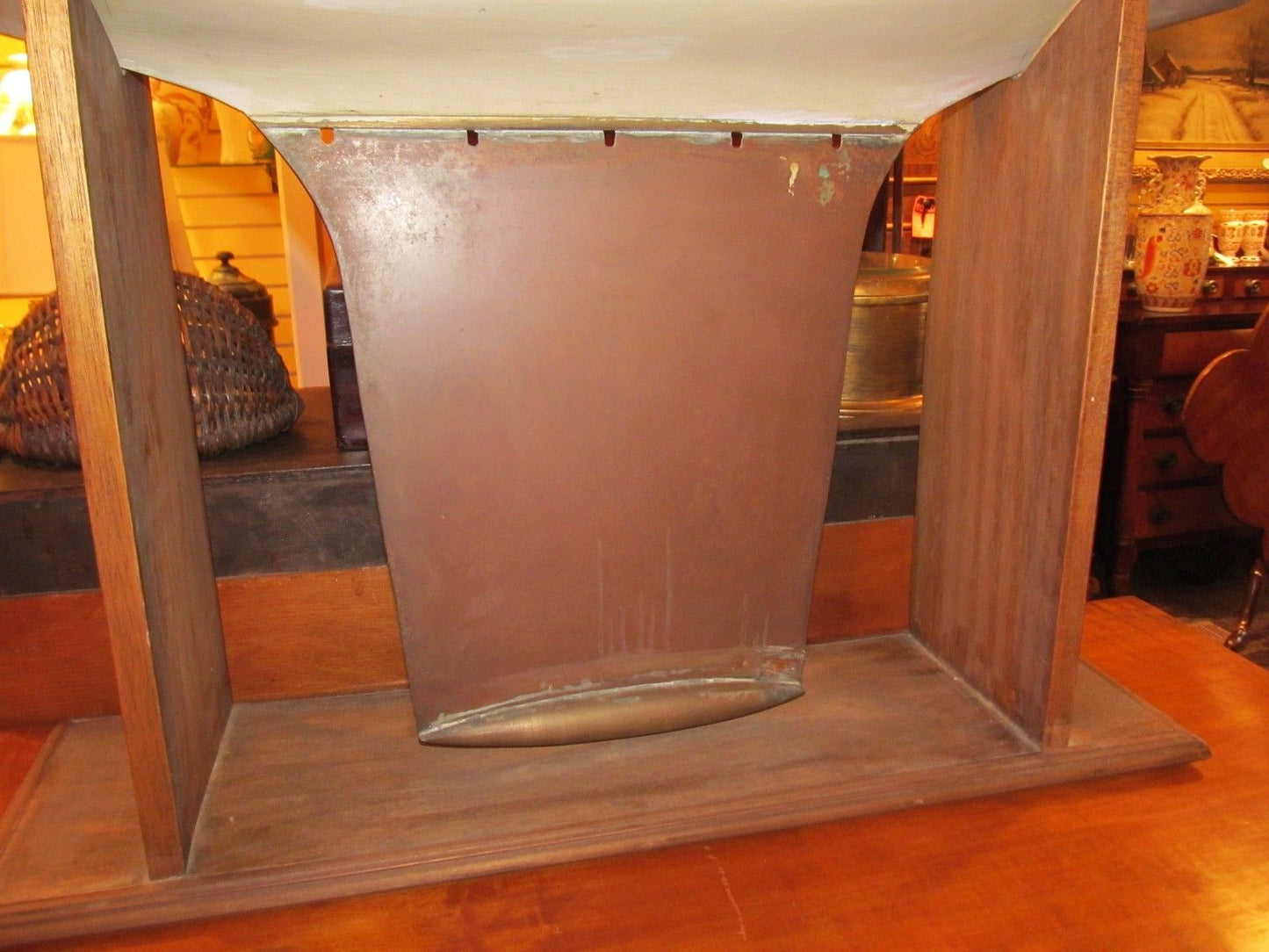 MONUMENTAL 53" ANTIQUE POND BOAT WITH COPPER KEEL & CRADLE
