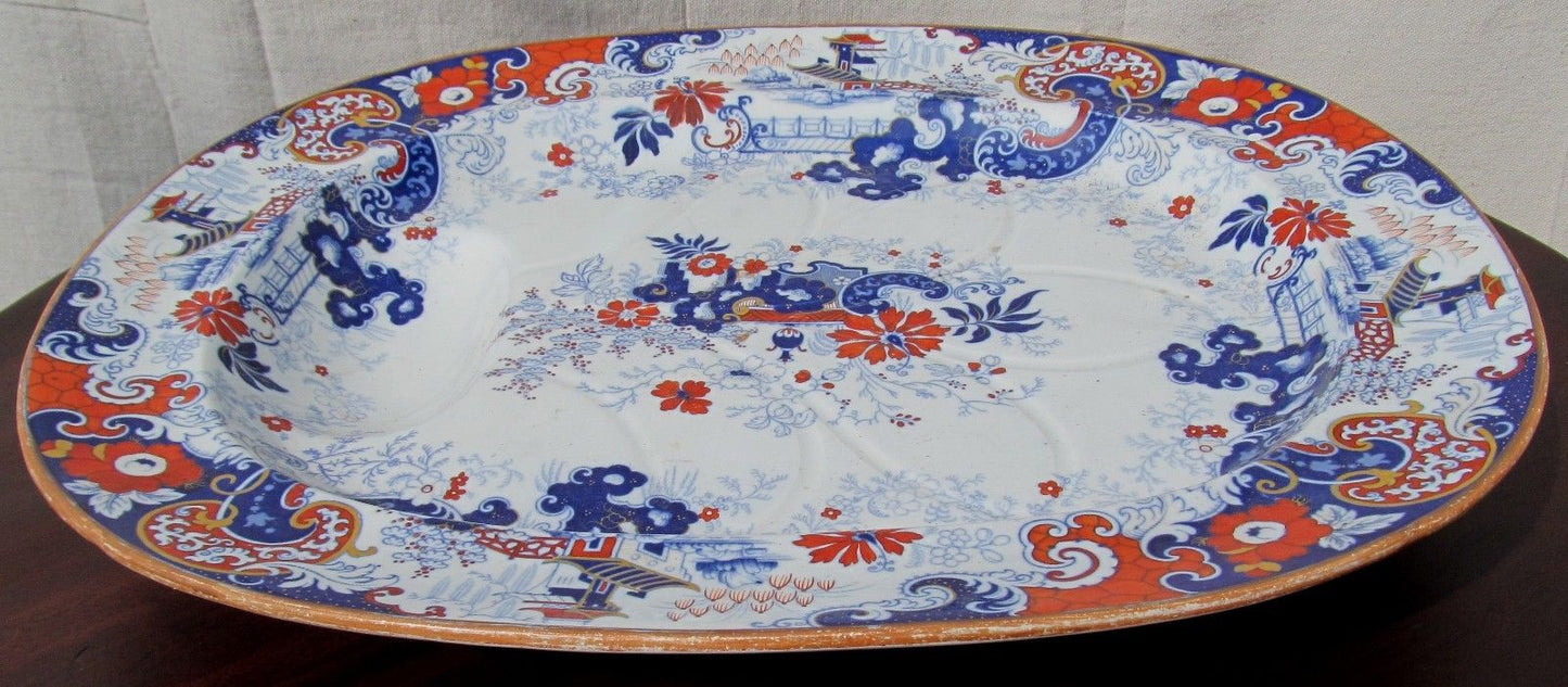 EXCELLENT WRS & CO IMPERIAL STONE JAPANNED FOOTED WELL PLATTER CIRCA 1830