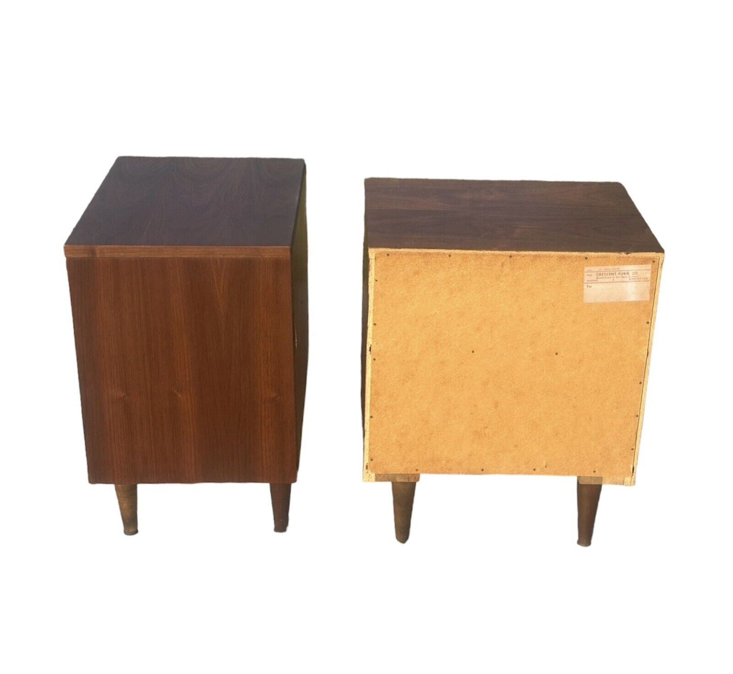 Pair of Mid-century Modern Walnut Two Drawer Nightstands by Crescent Furniture