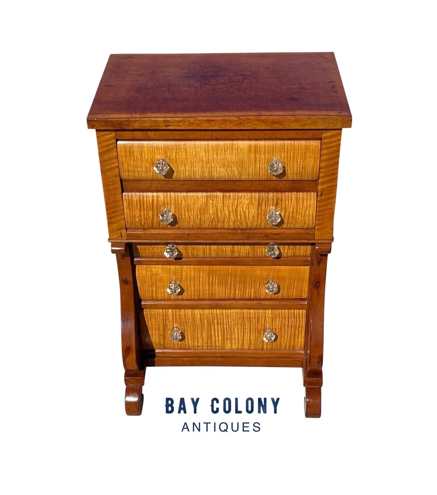 Antique Pennsylvania Empire Cherry & Tiger Maple Diminutive Chest / Dresser
