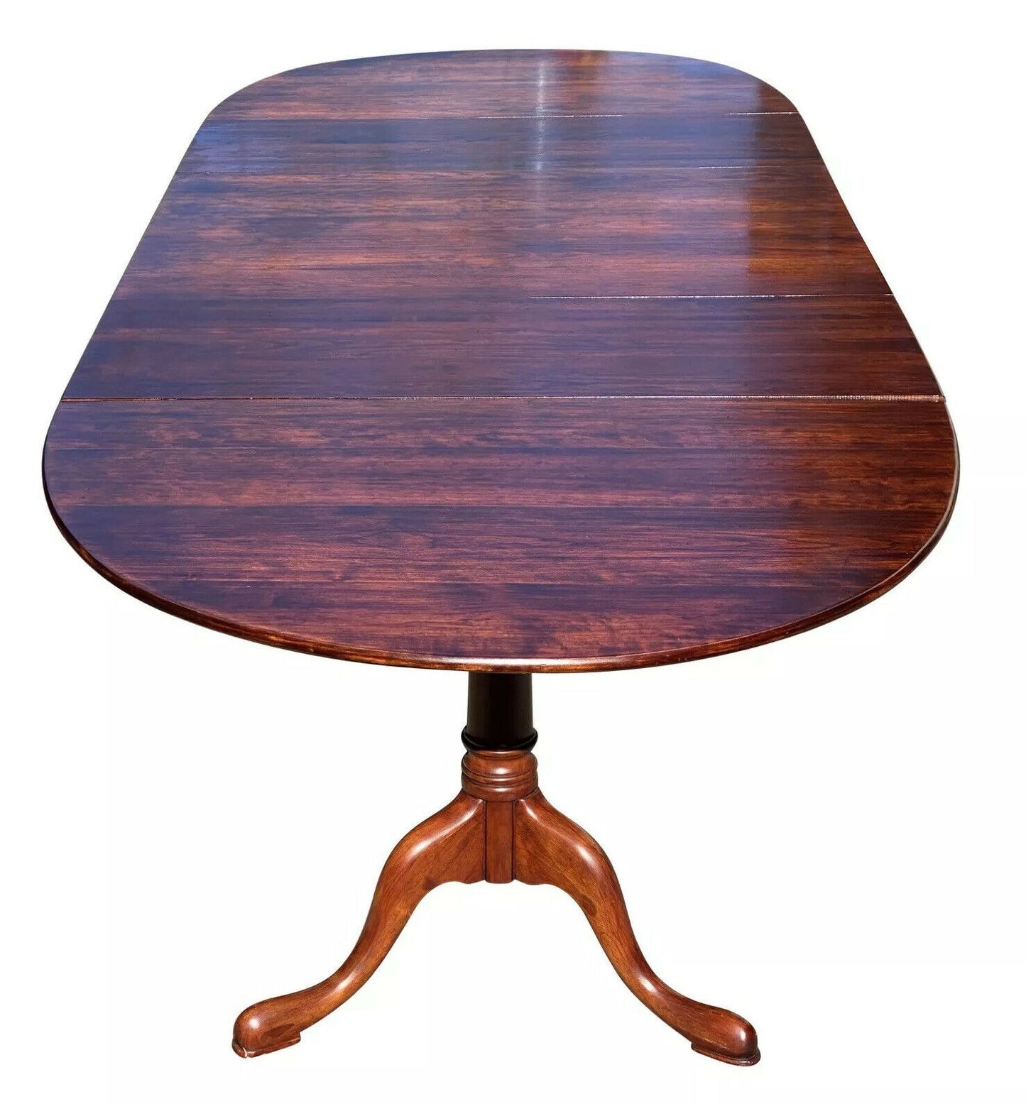 20TH C QUEEN ANNE ANTIQUE STYLE CHERRY TRIPLE PEDESTAL DINING / BANQUET TABLE