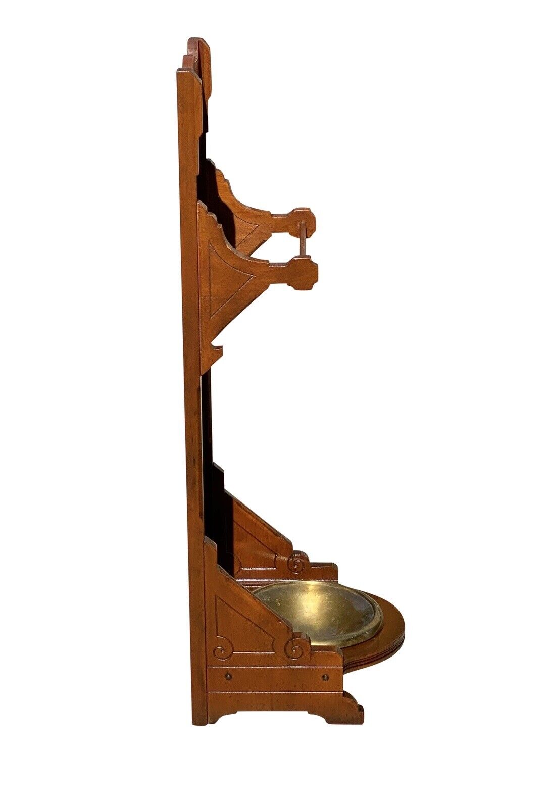 Antique Eastlake Victorian Cherry Umbrella Stand With Original Brass Water Basin