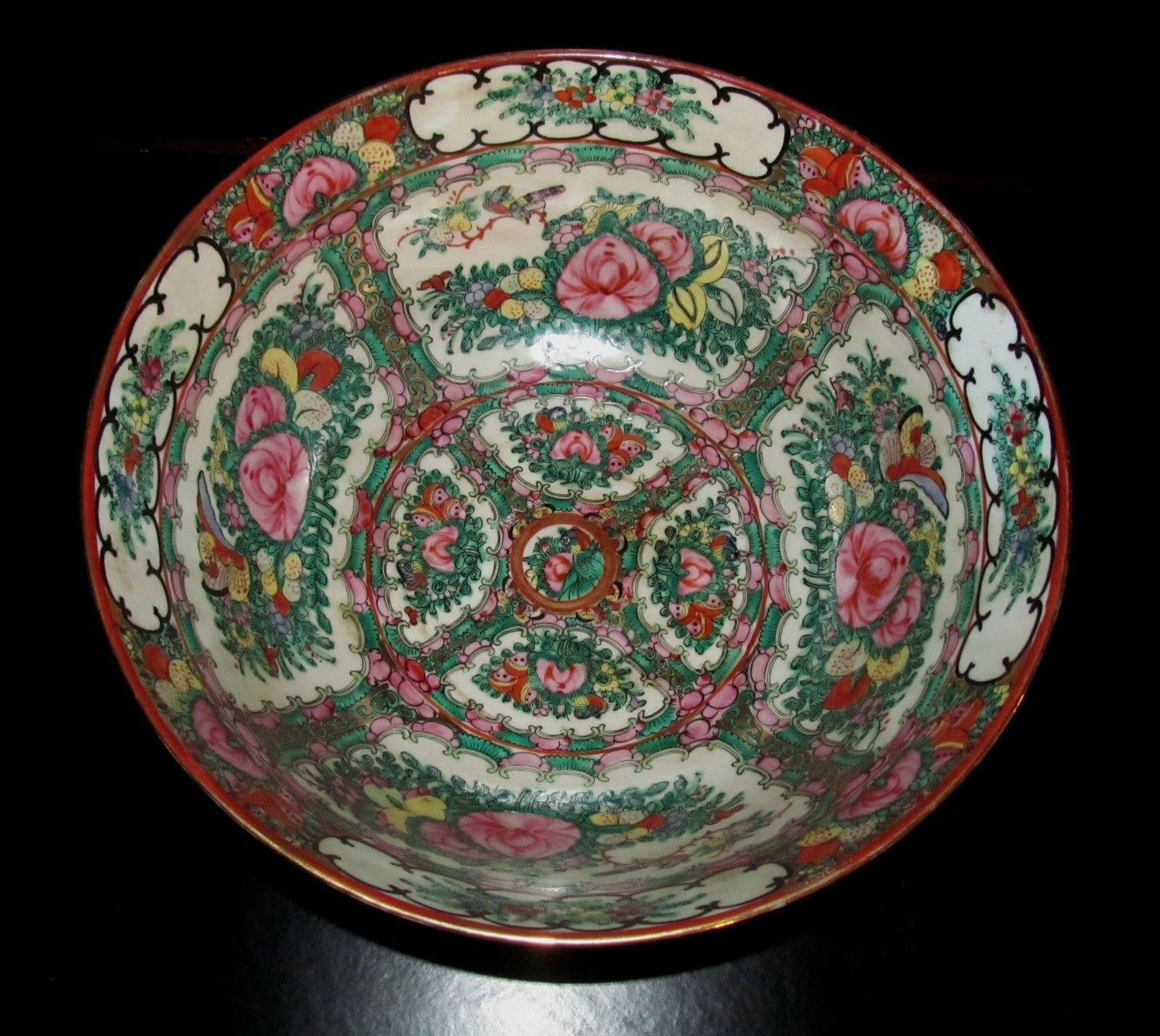 ELEGANT 19TH CENTURY ROSE MEDALLION 12" BOWL