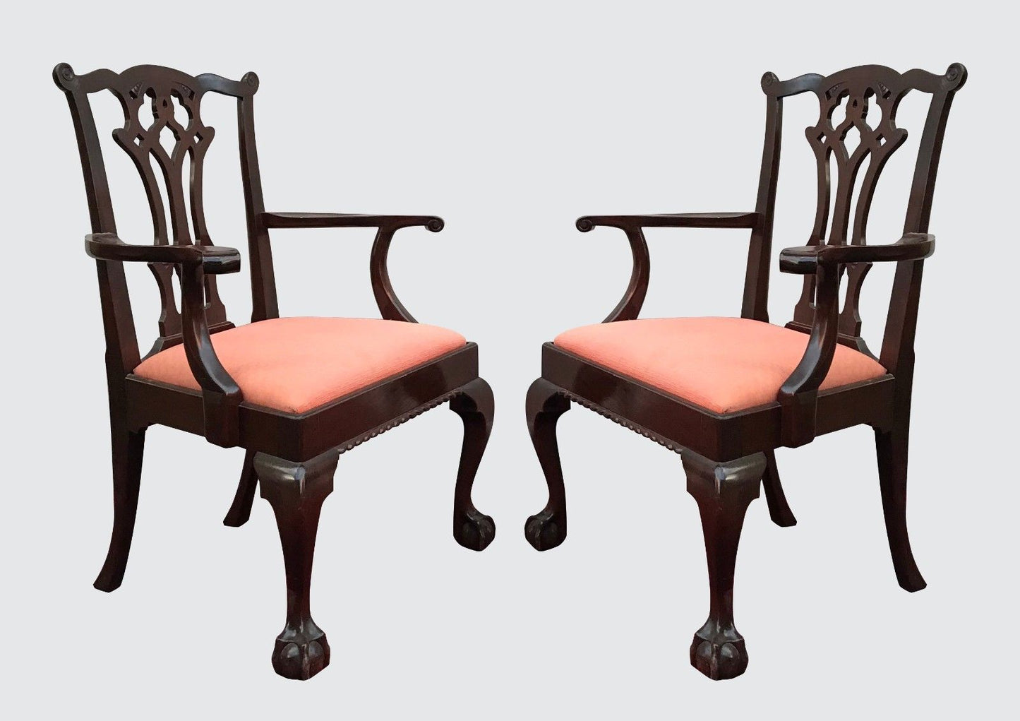 CHIPPENDALE STYLE SET OF 12 ANTIQUE MAHOGANY DINING CHAIRS & MASTERPIECES!