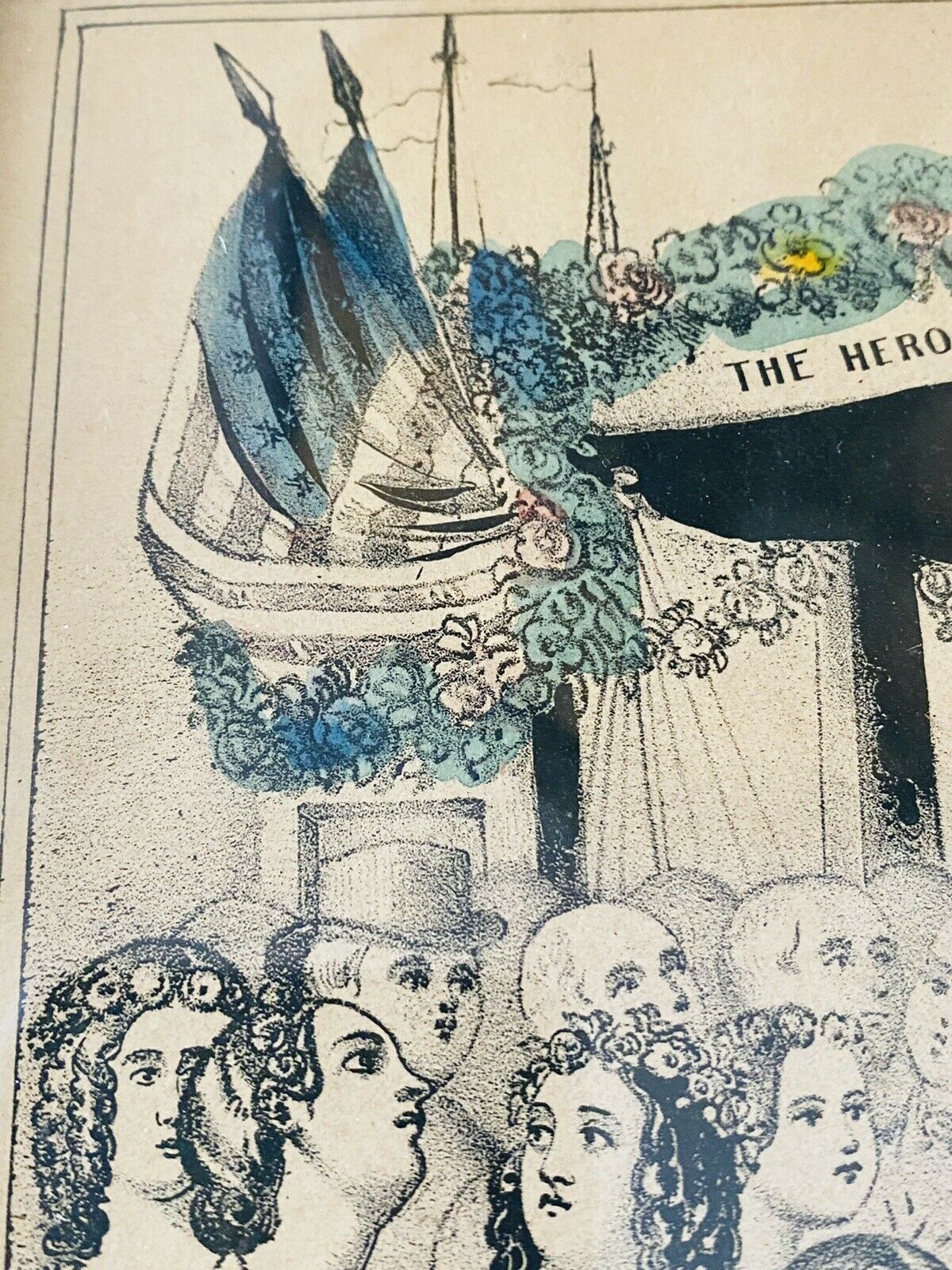 19TH C ANTIQUE CURRIER & IVES WASHINGTON’S RECEPTION ON THE BRIDGE AT TRENTON