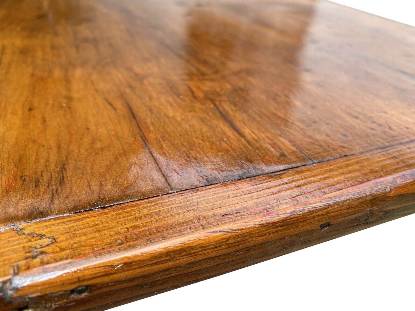 Antique New England Pumpkin Pine Tavern Table / Dining Table