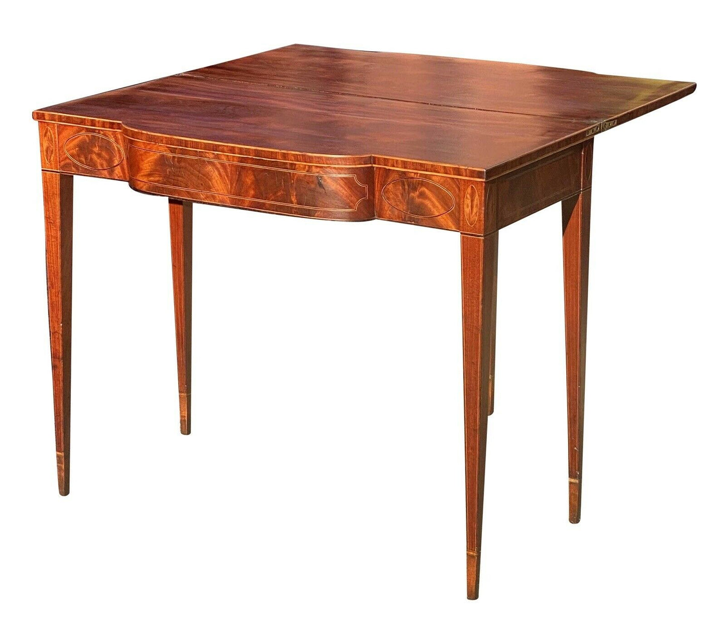 19th C Antique Mahogany Federal Period Card Table / Game Table - Daniel Clay