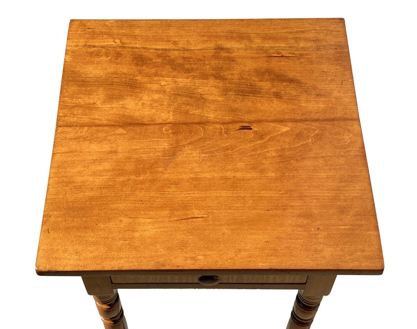 19th C Antique Sheraton Cherry & Tiger Maple Worktable / Nightstand