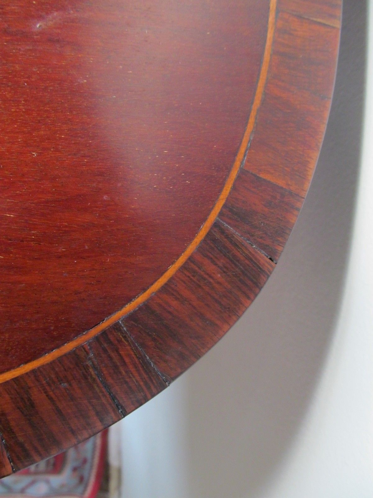 18thC REGENCY PERIOD MAHOGANY W/ ROSEWOOD & EBONY CROSS BANDED INLAID SOFA TABLE