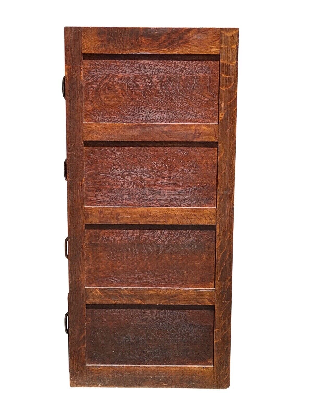 20th C Antique Arts & Crafts 4 Drawer Tiger Oak Globe Wood File Cabinet