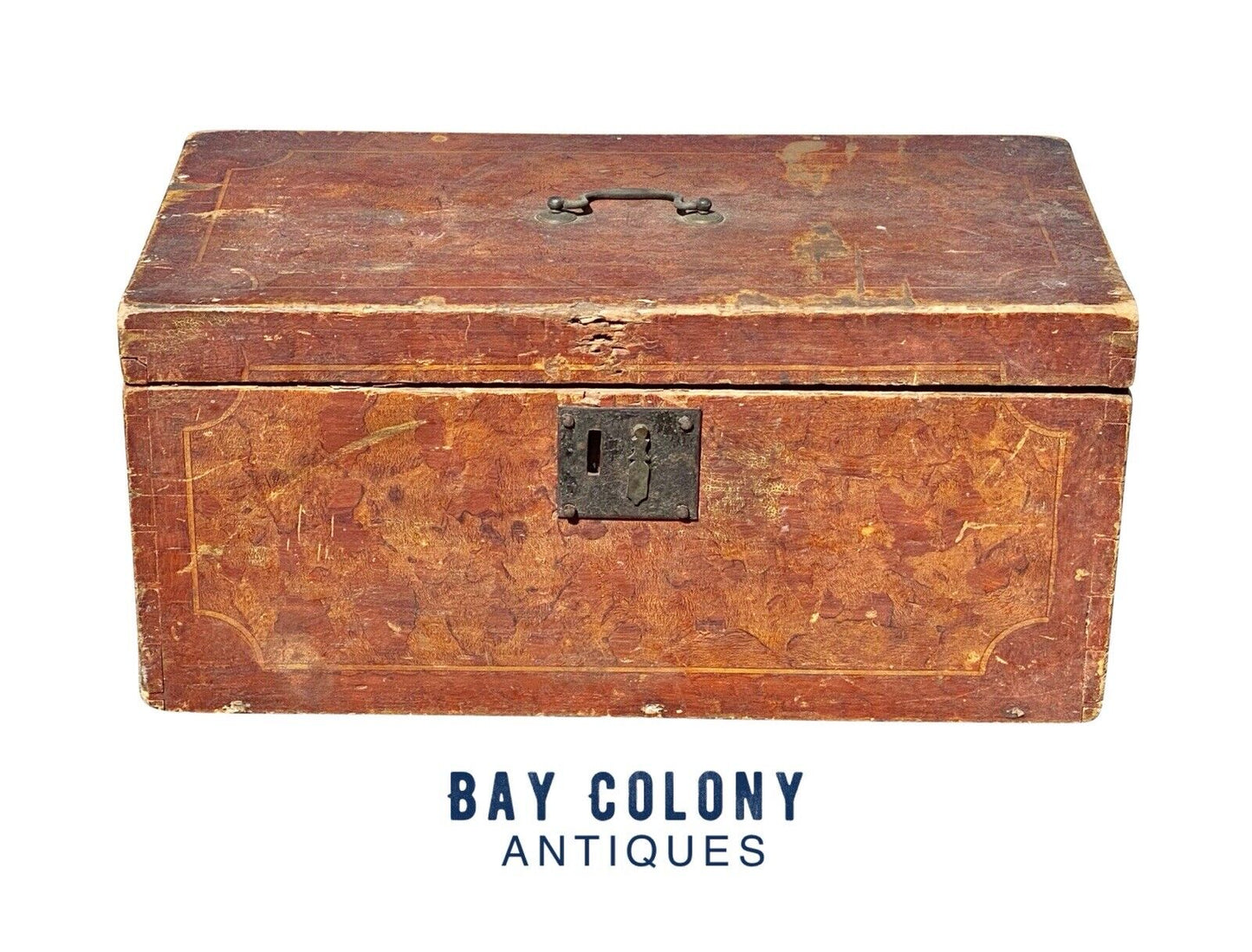 Antique Painted Document Box - Faux Tortoise Shell Decoration