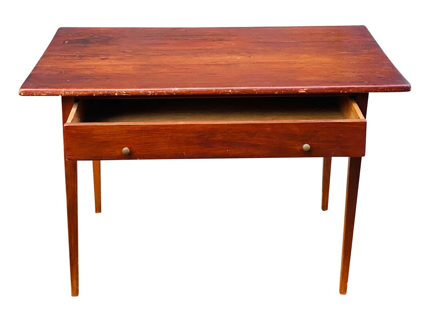 19th C Antique New Hampshire Pine Hepplewhite 1 Drawer Tavern Table