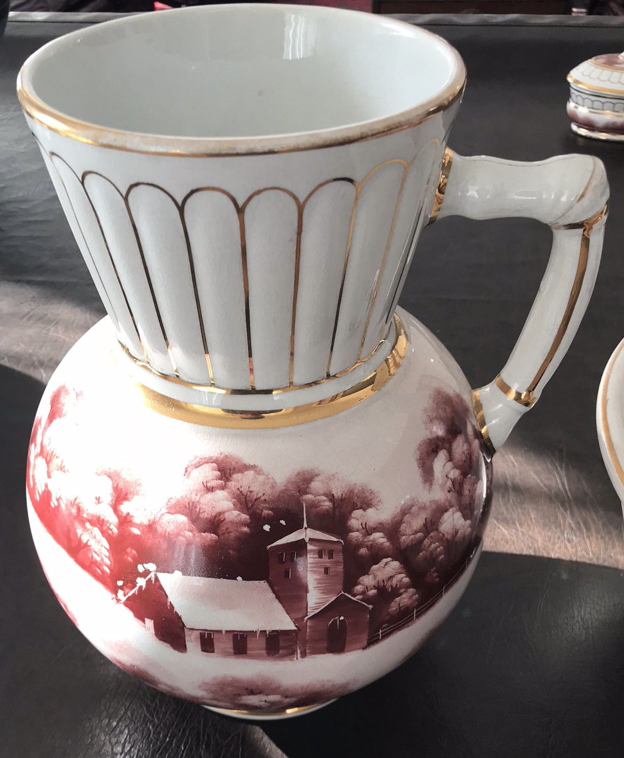 EXCELLENT COMPLETE 6 PC STONE CHINA TOILETRY COMMODE CHAMBER POT SET