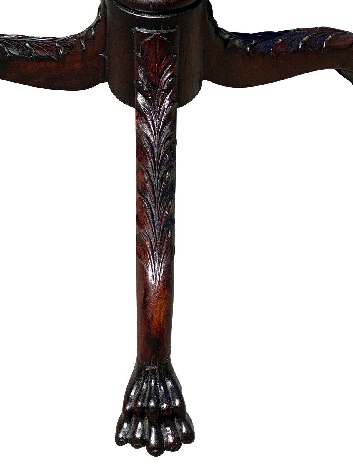 18th C Antique New York Mahogany Federal Tilt Top Candlestand W/ Lion Paw Feet